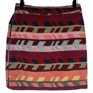 Maje Jakarto Rouge Mini Pencil Skirt in Red Jacquard Tweed Size FR 36 US S or 4